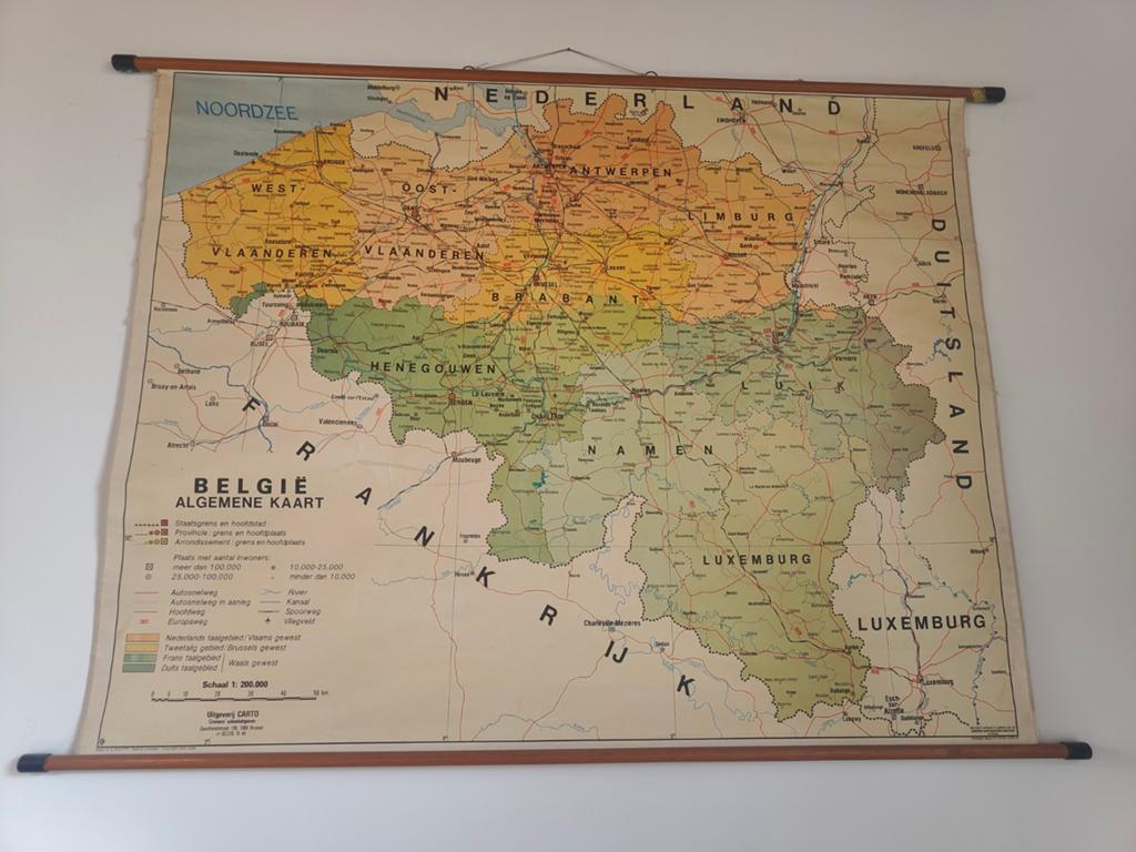Oude schoolkaart België, Antiek en Kunst, Antiek | Schoolplaten, Ophalen