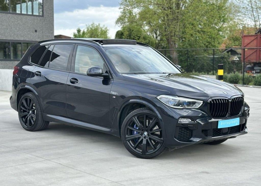 BMW X5 xDrive45E 2021 FULL OPTION - COGNAC INTERIEUR 95000km, Auto's, Automaat, USB, Blauw, Leder