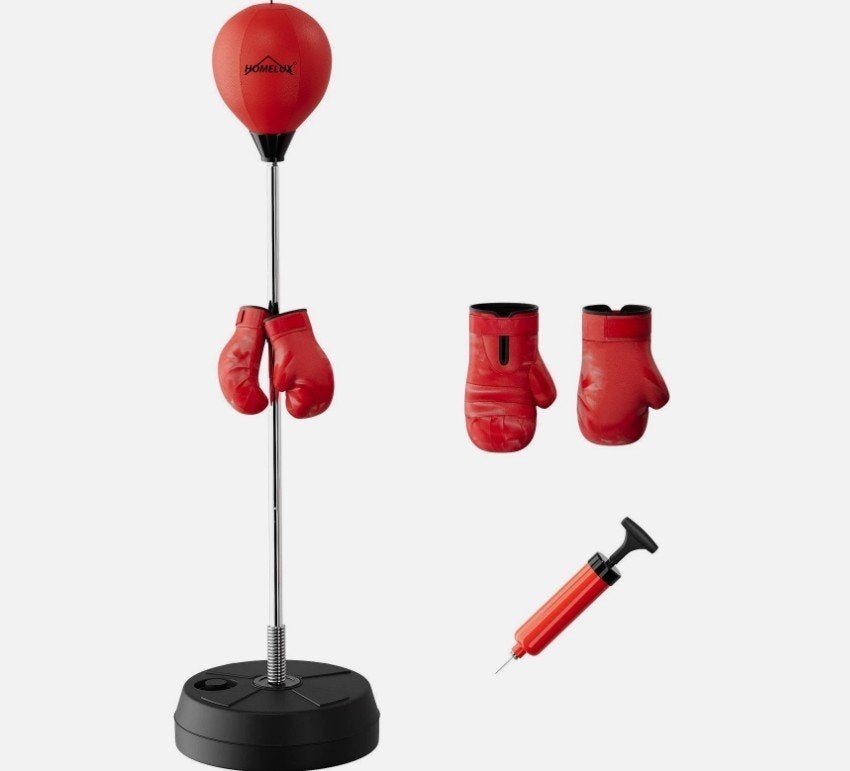 Bokspaal op voet - 80 tot 120cm - 2 paar handschoenen pomp, Kinderen en Baby's, Ophalen of Verzenden, Nieuw, Jongen of Meisje