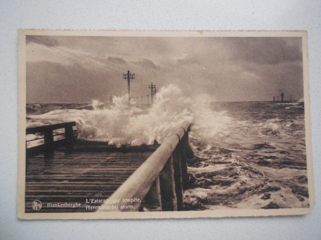 postkaart Blankenberge Storm, Ophalen of Verzenden, 1920 tot 1940, Gelopen, West-Vlaanderen