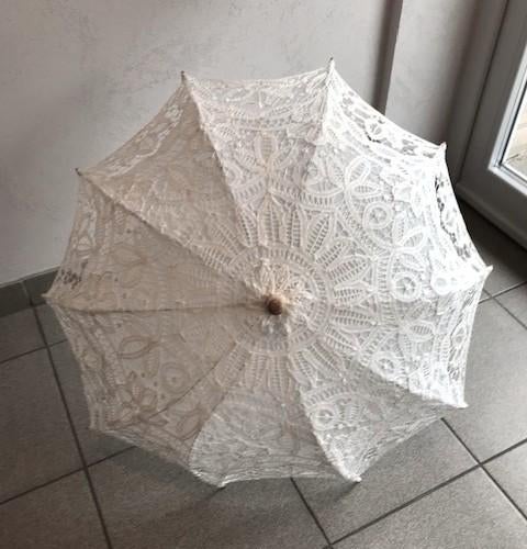 Parasol parapluie victorien mariage dentelle satin😍💑💑🤗👌, Enlèvement ou Envoi, Transparant, Comme neuf, Blanc