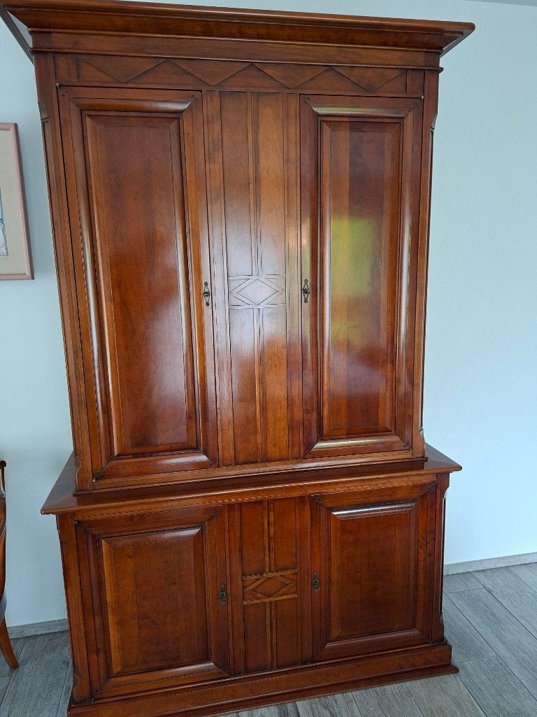 buffetkast + schuivenkast in massief kersenhout, Antiek en Kunst, Ophalen