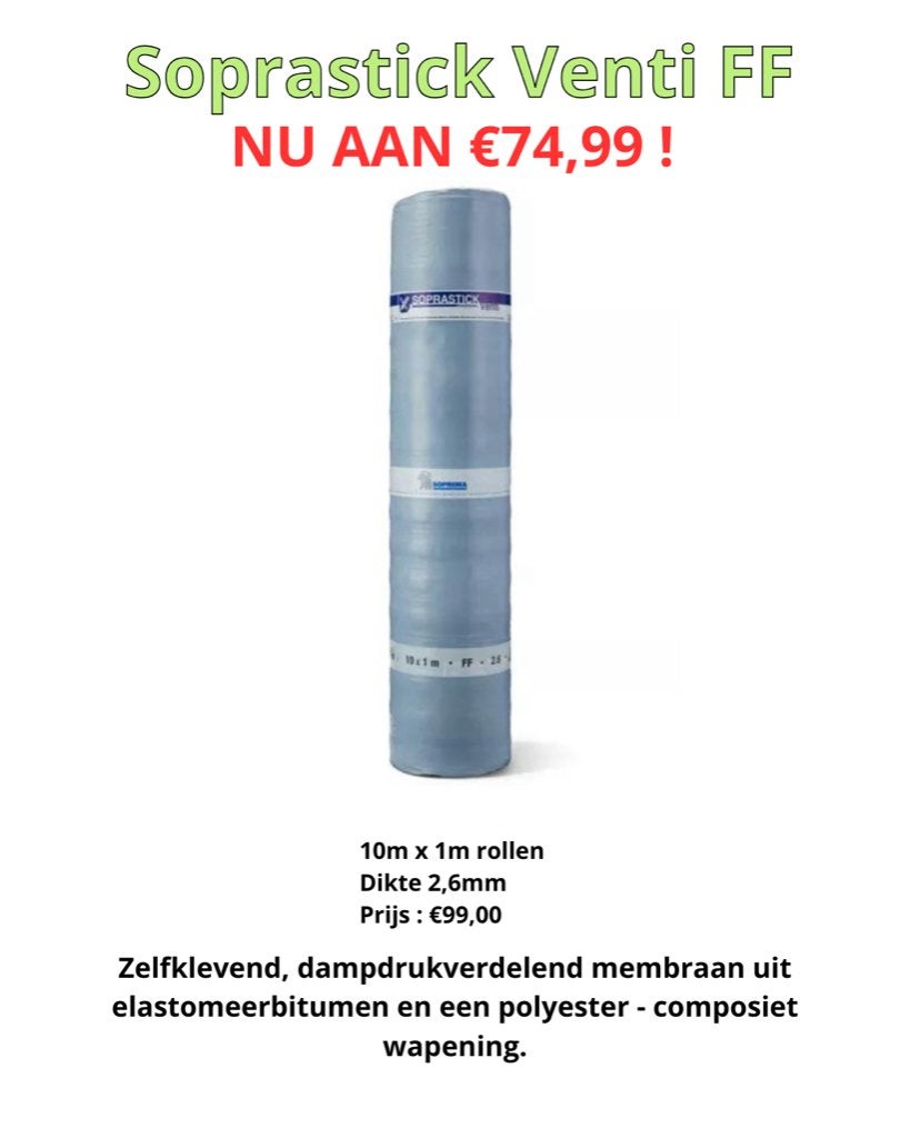 SOPREMA SOPRASTICK VENTI FF, Membrane goudronnée, Synthétique, Enlèvement, Noir