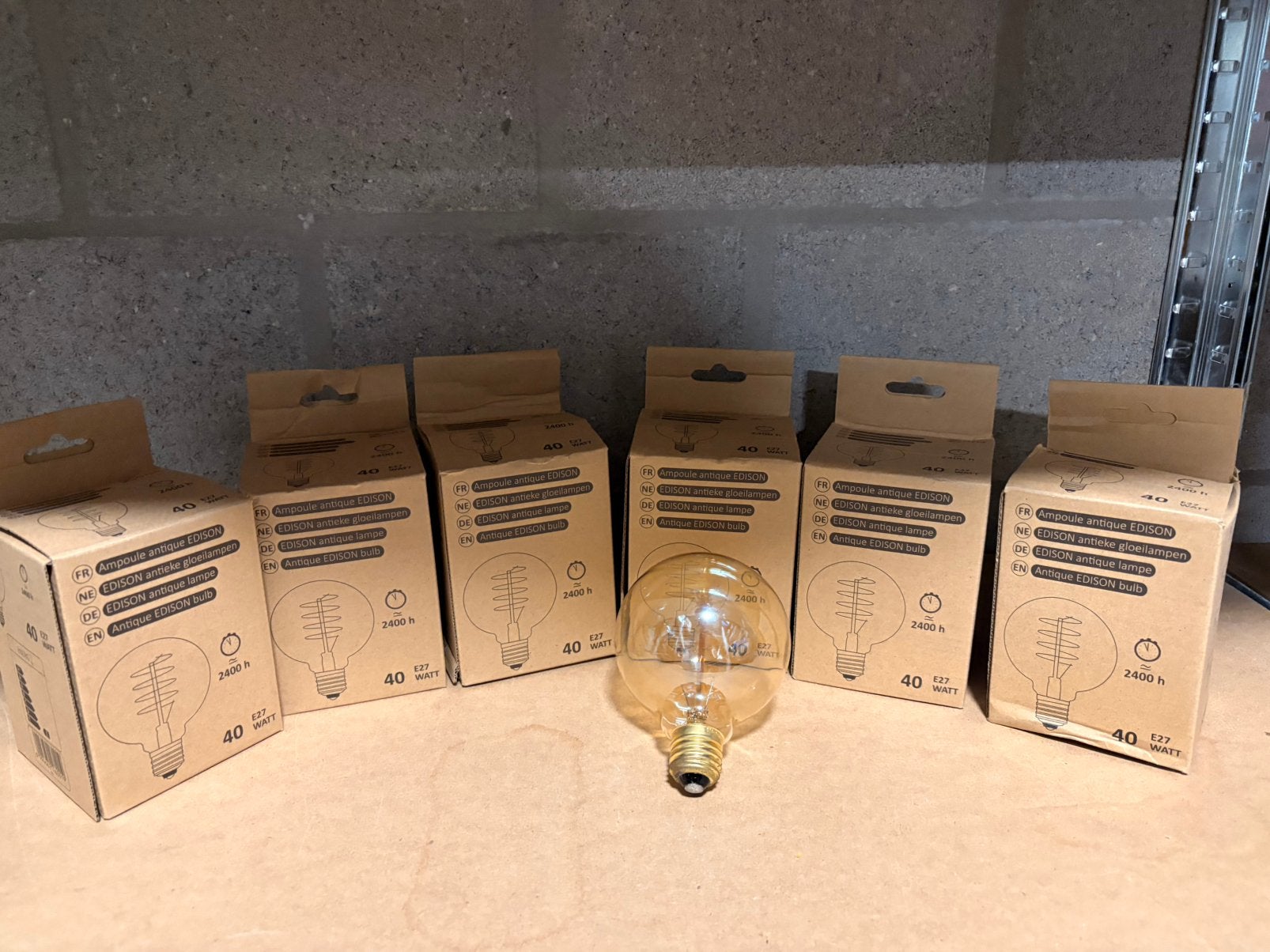 6 nieuwe lampen EDISON 40watt, Antiek en Kunst, Ophalen