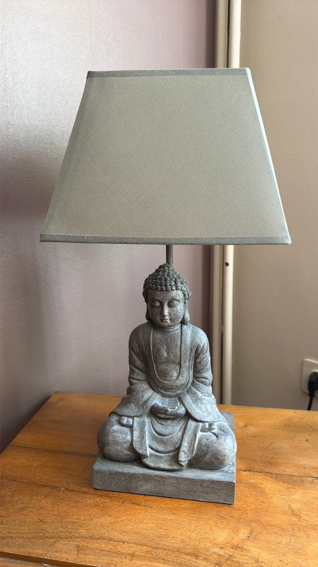 Lampe appoint Buddha zen ampoule imitation pierre TB etat, Vintage, 60 cm, Avec abat-jour, Synthétique