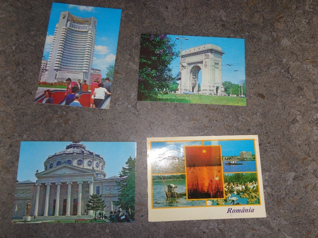 4 anciennes cartes postales couleur de Roumanie, Collections, Enlèvement