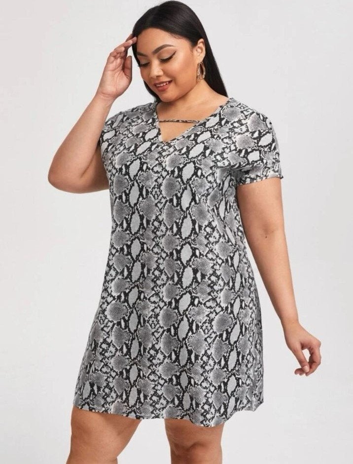 Shein - Jurk - zwart gevlekt - maat 1XL - NIEUW, Verzenden, Zwart, Maat 46/48 (XL) of groter, Nieuw