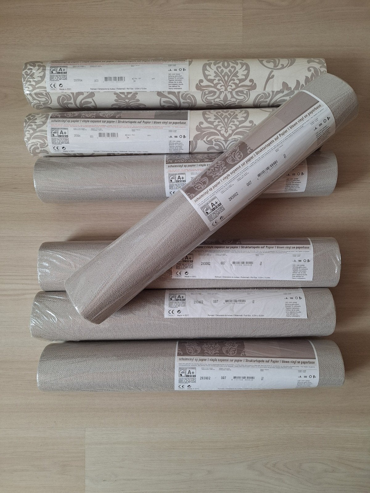 Papier peint vinyle sans raccord, lavable coloris taupe, Papier peint