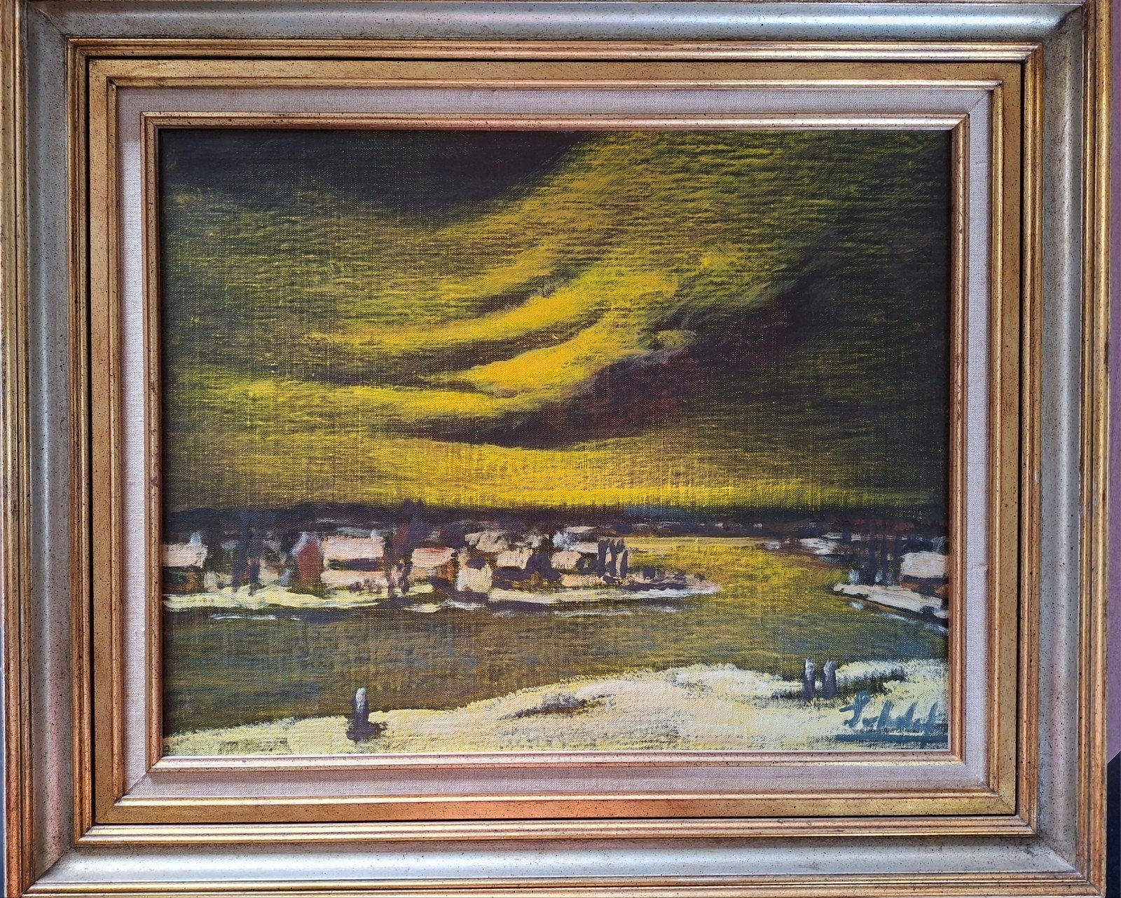SCHELCK Maurice "Onweer boven winterse Leie" olie op doek, Enlèvement ou Envoi, Toile