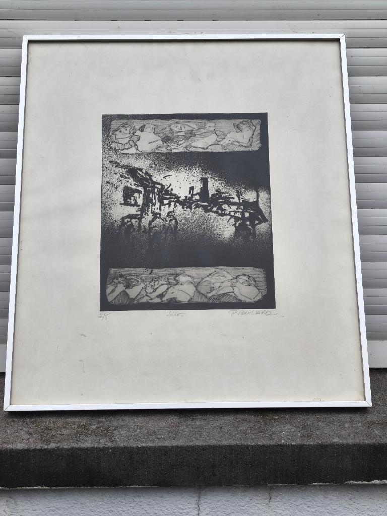 Lithographie ville signe p pouiliard, Antiquités & Art, Art | Lithographies & Sérigraphies, Enlèvement ou Envoi