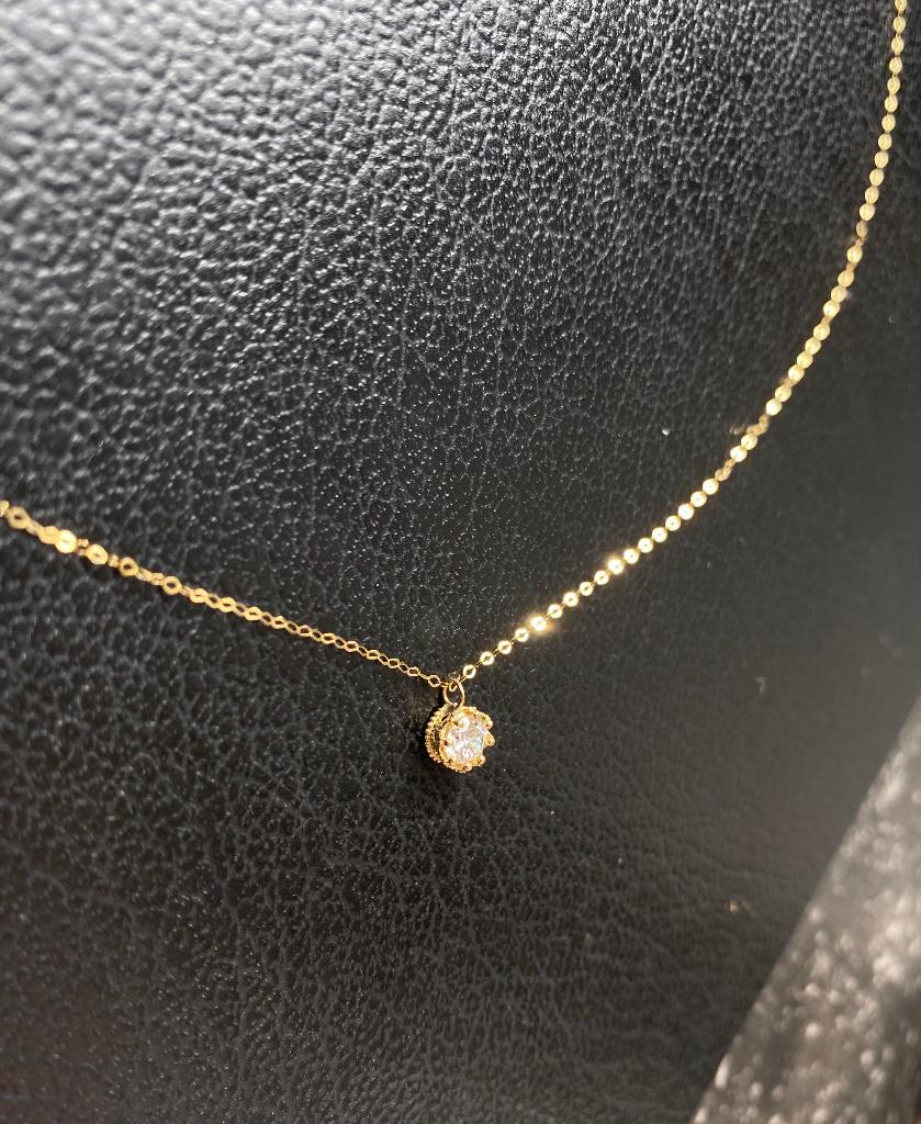 18K geel goud solitaire diamant ketting, Handtassen en Accessoires, Wit, Nieuw, Ophalen of Verzenden, Met edelsteen