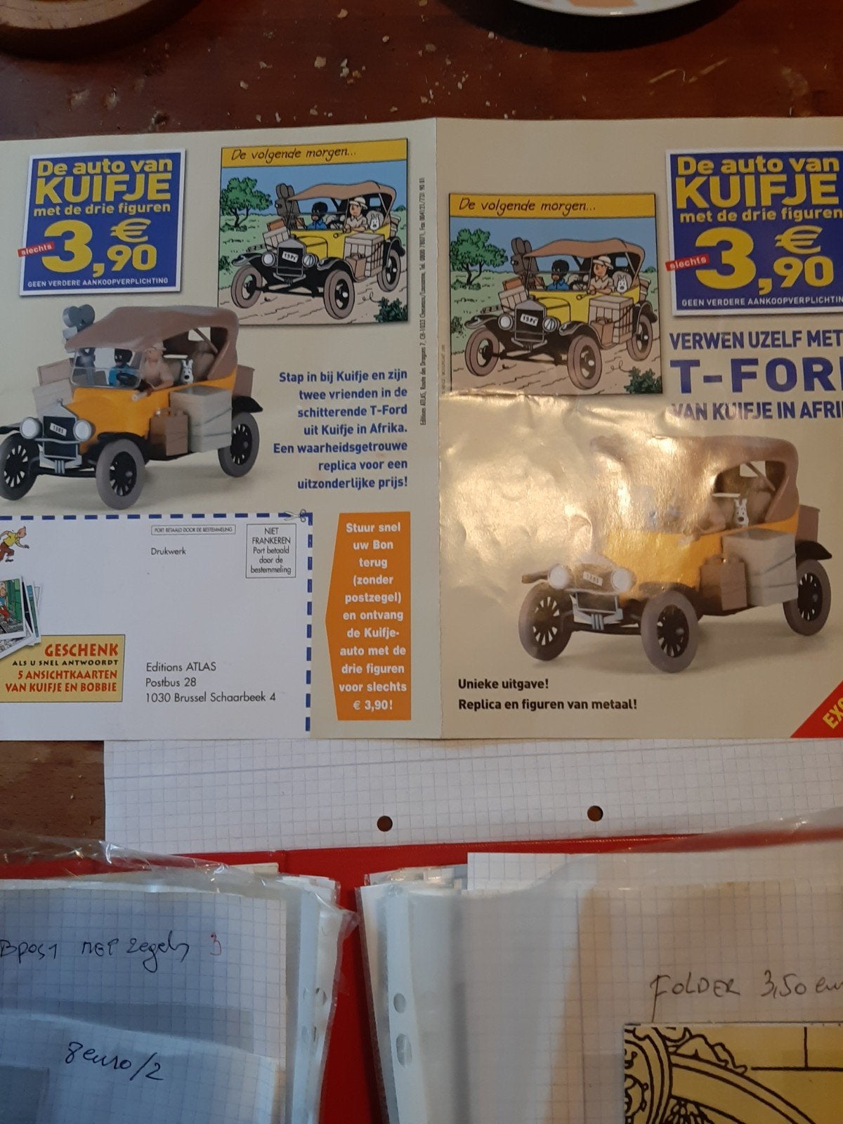 Kuifje aankoopfolder auto, Verzamelen, Verzenden, Kuifje