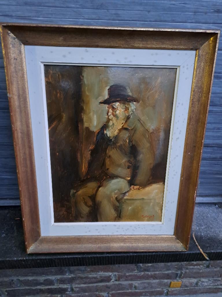 Huile sur panneau homme signe robert colot, Ophalen of Verzenden