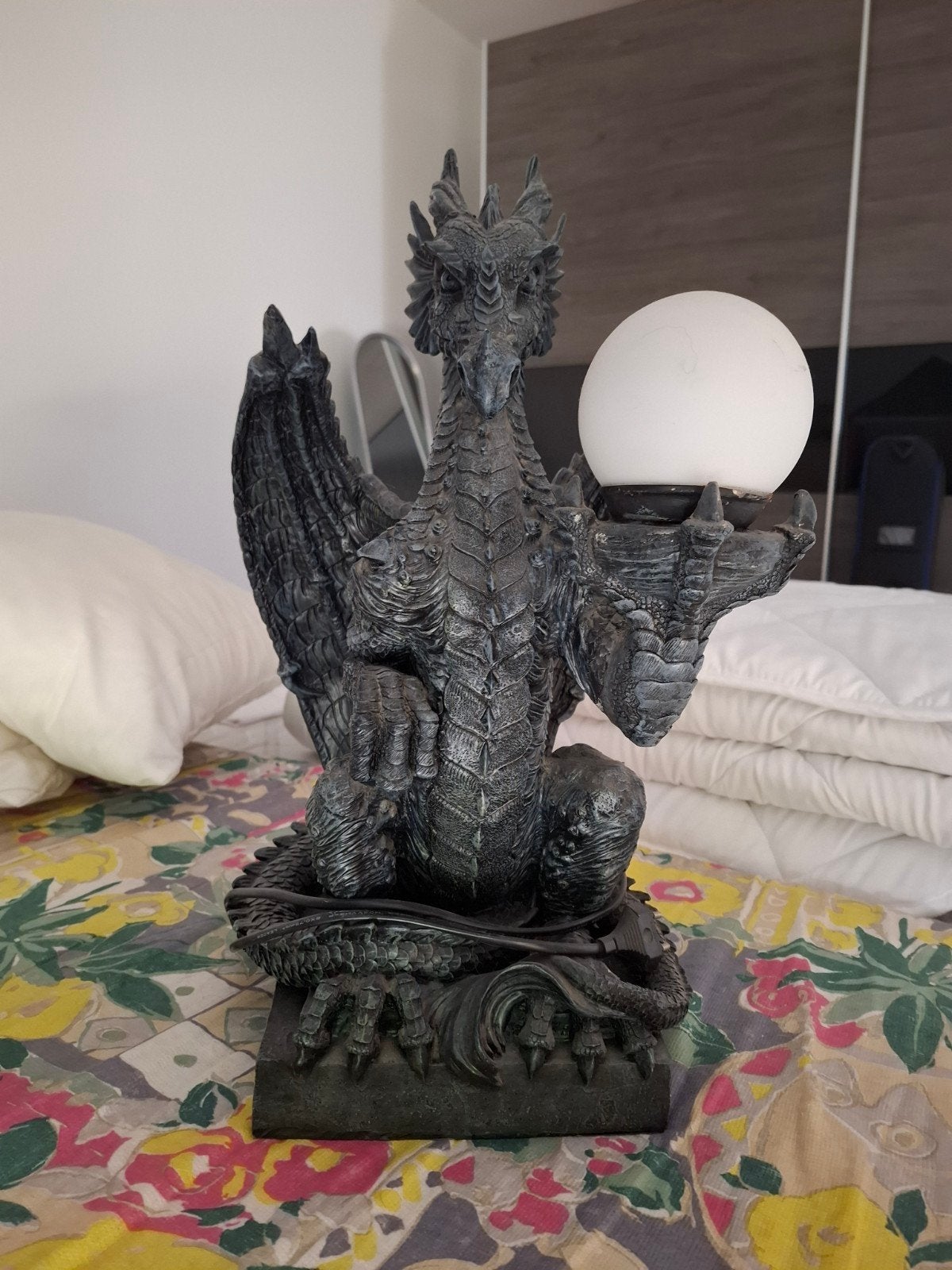 Groot Drakenbeeld Lamp – Draak – Fantasy – Gothic – Middelee, Ophalen, Antiek