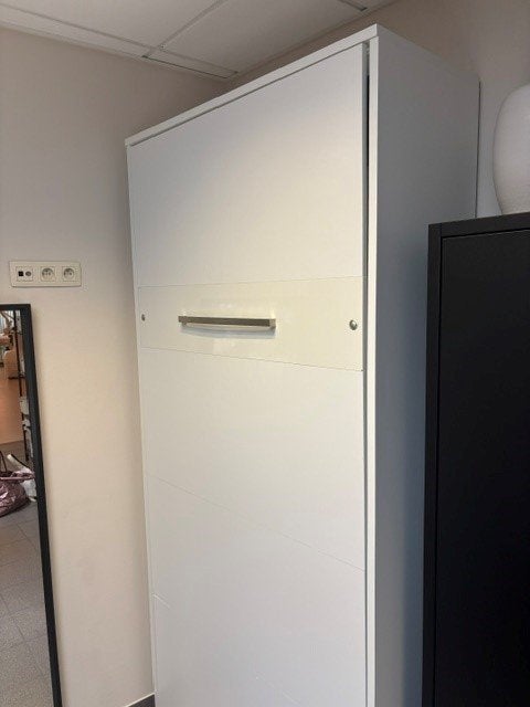 neerklapbaar eenpersoonsbed, Ophalen, 90 cm, Eenpersoons, Wit