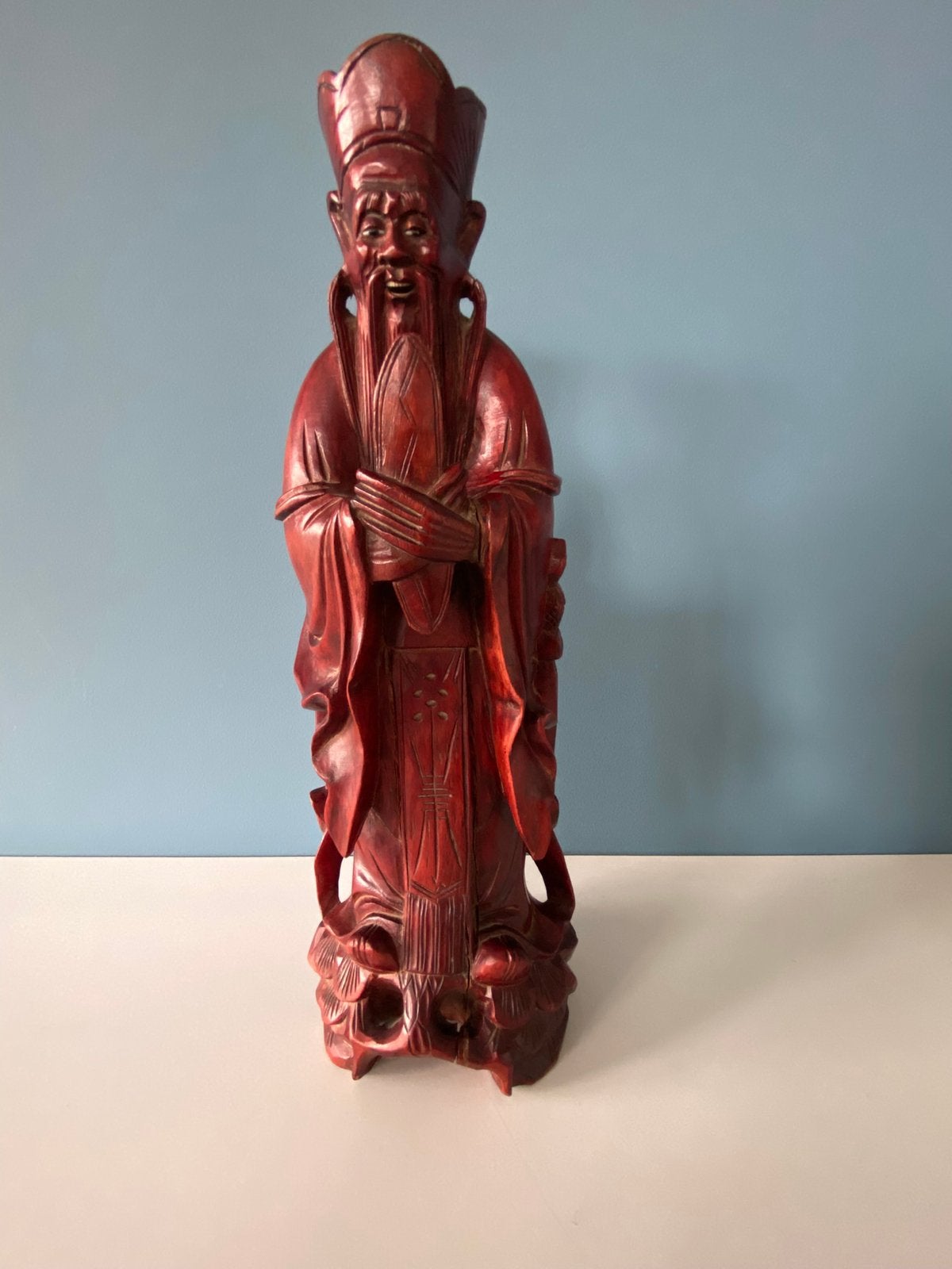Chinese wijze man, Ophalen of Verzenden, Handgemaakt, 20 - 50 cm, Beeld