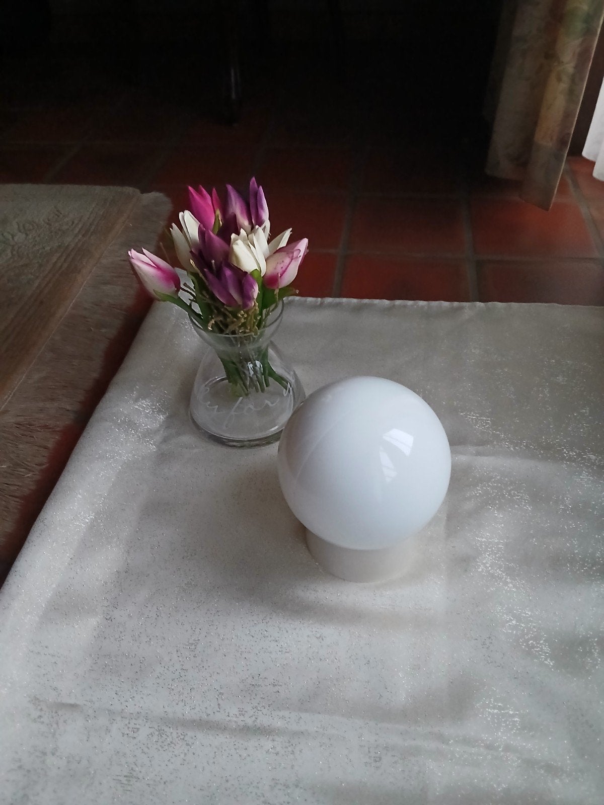 Vintage bollamp jaren 80 – witte tafellamp – mooie staat, Enlèvement ou Envoi, Moderne