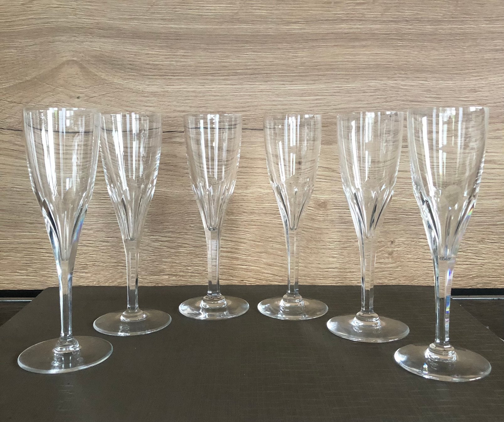 6 flûtes à champagne estampillés Val Saint Lambert, Enlèvement ou Envoi, Comme neuf