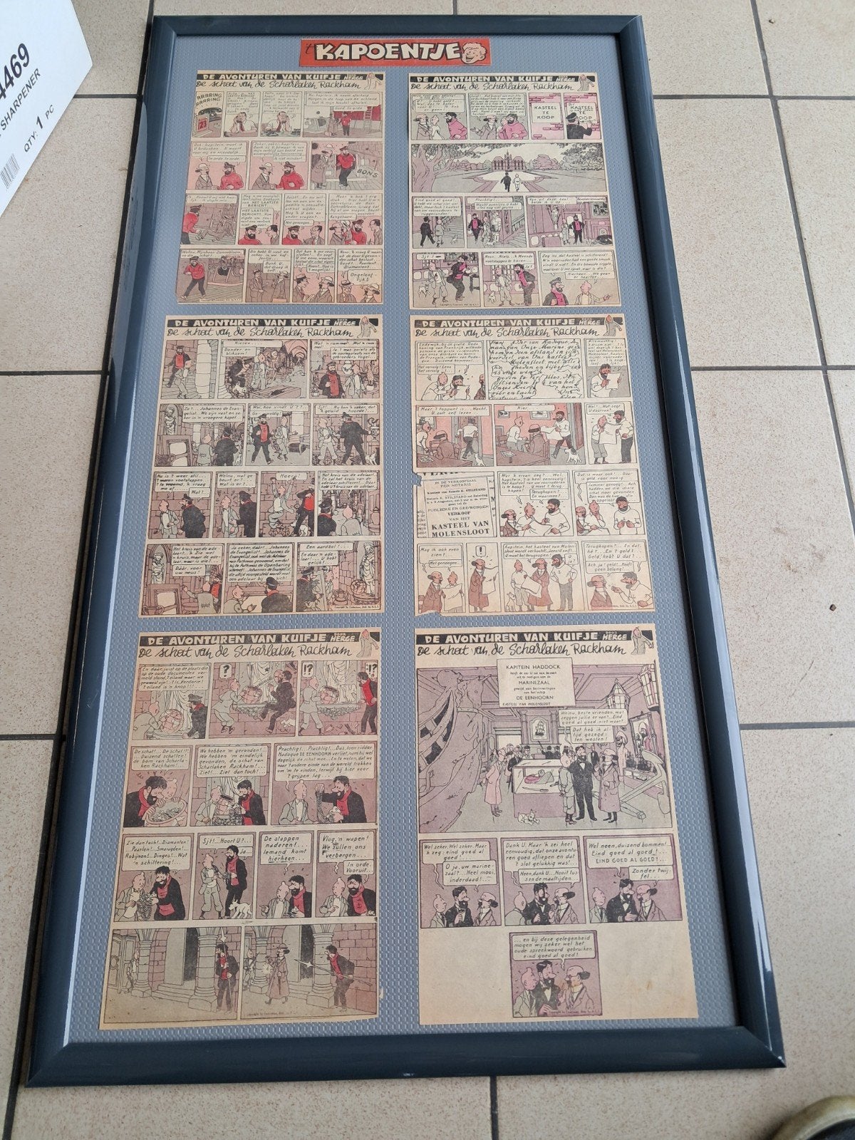 Ingelijste  pagina uit Stripblad kapoentje(kuifje), Boeken, Ophalen of Verzenden, Herge, Gelezen, Eén comic