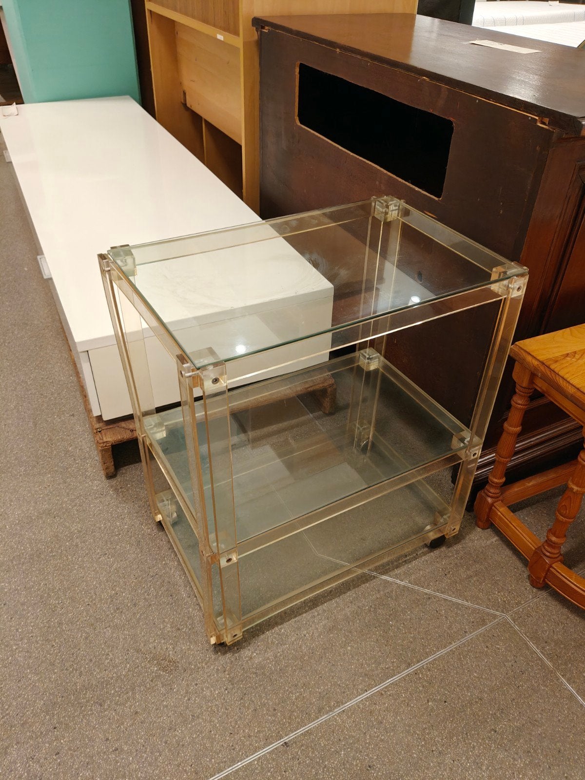 coole Sidetables bijzettafel op wieltjes  doorzichtig, Ophalen, Glas