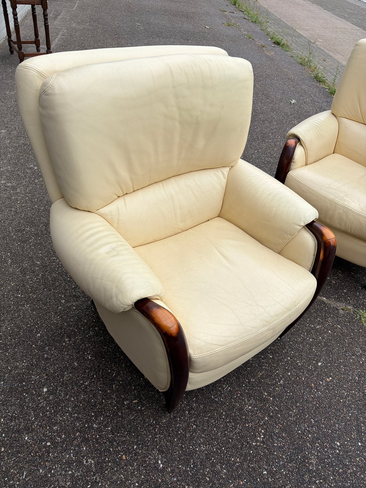 Lederen salon – 3-zit + 2 comfortabele fauteuils, Enlèvement, Comme neuf