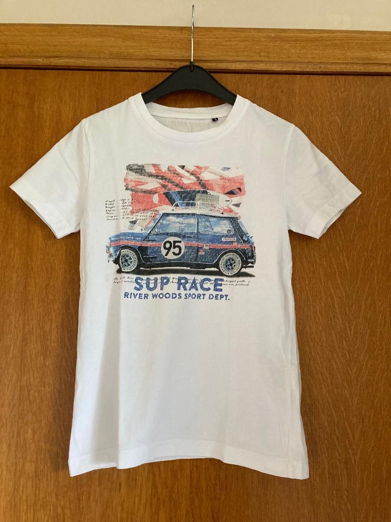 Wit t-shirt, River Woods, maat 140, 10 jaar, Garçon, River Woods, Enlèvement ou Envoi, Chemise ou À manches longues