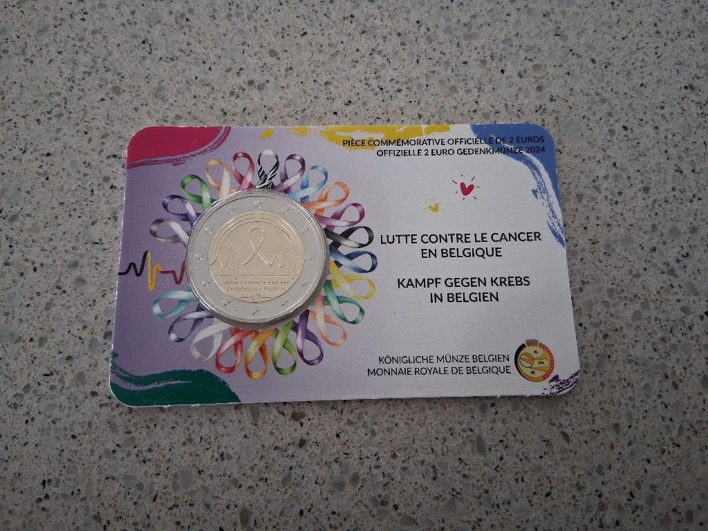2 euro België 2024 Strijd Tegen Kanker Coincard Frans, Ophalen of Verzenden, België, 2 euro, Losse munt