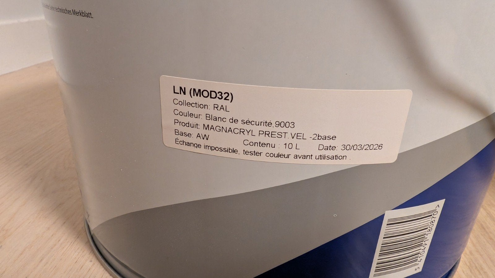 peinture trimetal magnacryl prestige velours blanc 9003, Enlèvement, Blanc, Peinture