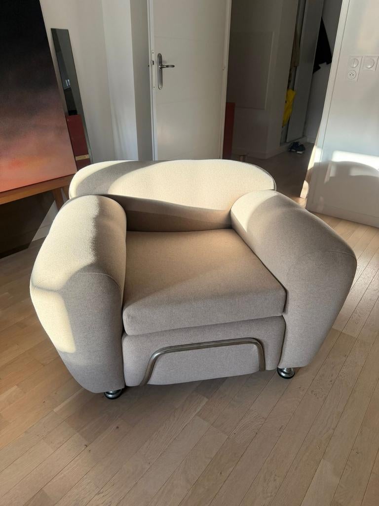 Fauteuil club italien 1970 tubulaire, Maison & Meubles, Fauteuils, Enlèvement ou Envoi, Tissus