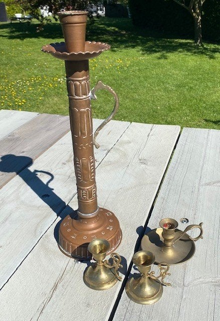 Set vintage kandelaars  4 stuks, Antiek en Kunst, Ophalen