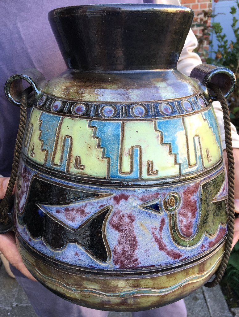 GRES JULES GUERIN - GRAND VASE, Antiquités & Art, Antiquités | Céramique & Poterie, Enlèvement
