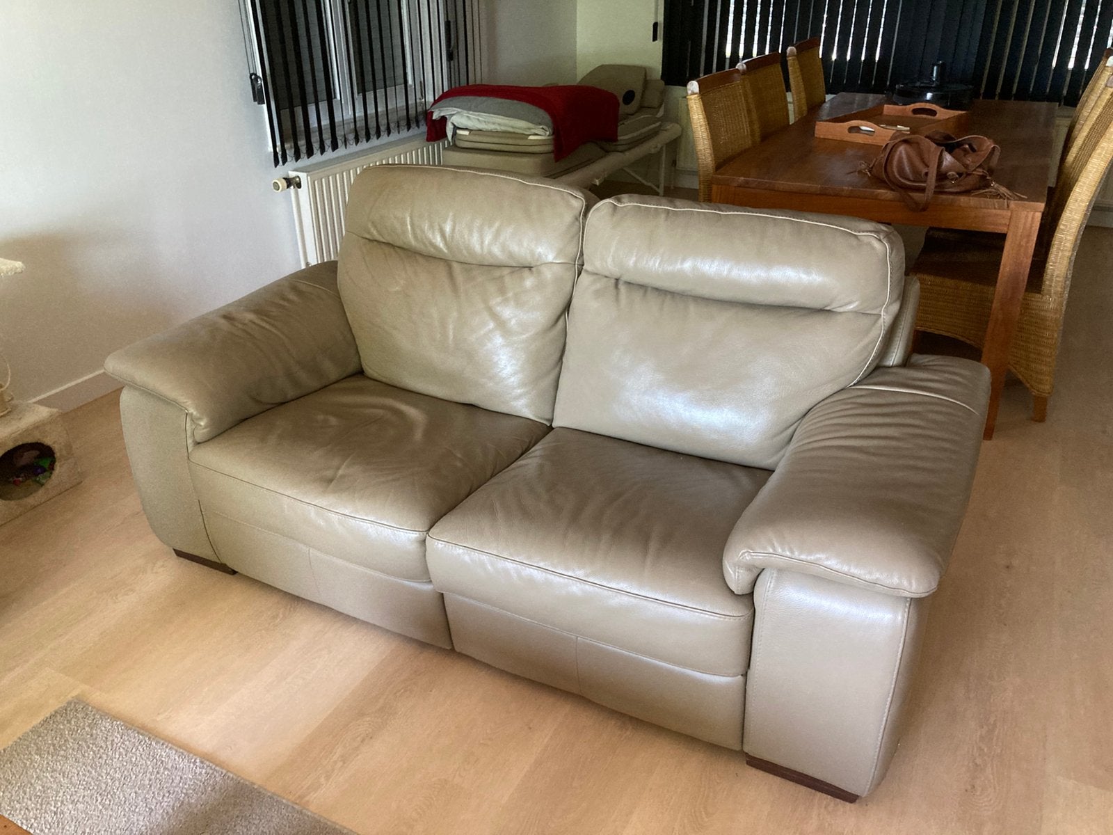Lederen salon met relax, Huis en Inrichting, Ophalen, Gebruikt, Driepersoons, Leer