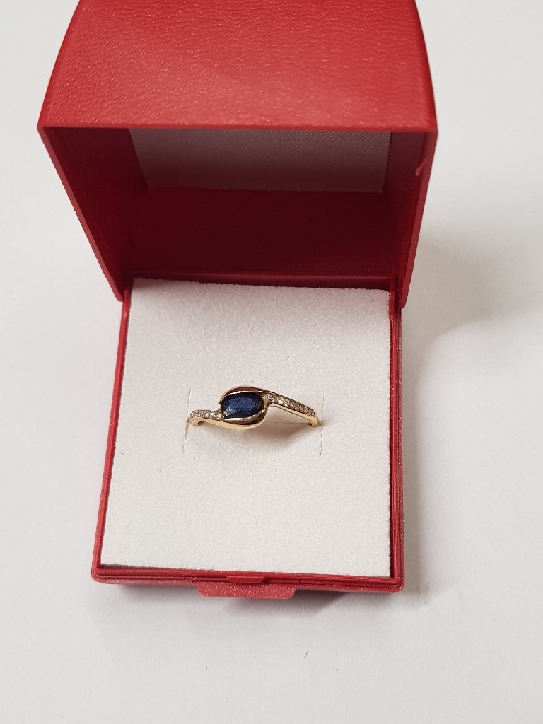 18k geelgouden ring, Handtassen en Accessoires, Blauw, Nieuw, Ophalen of Verzenden, Dame