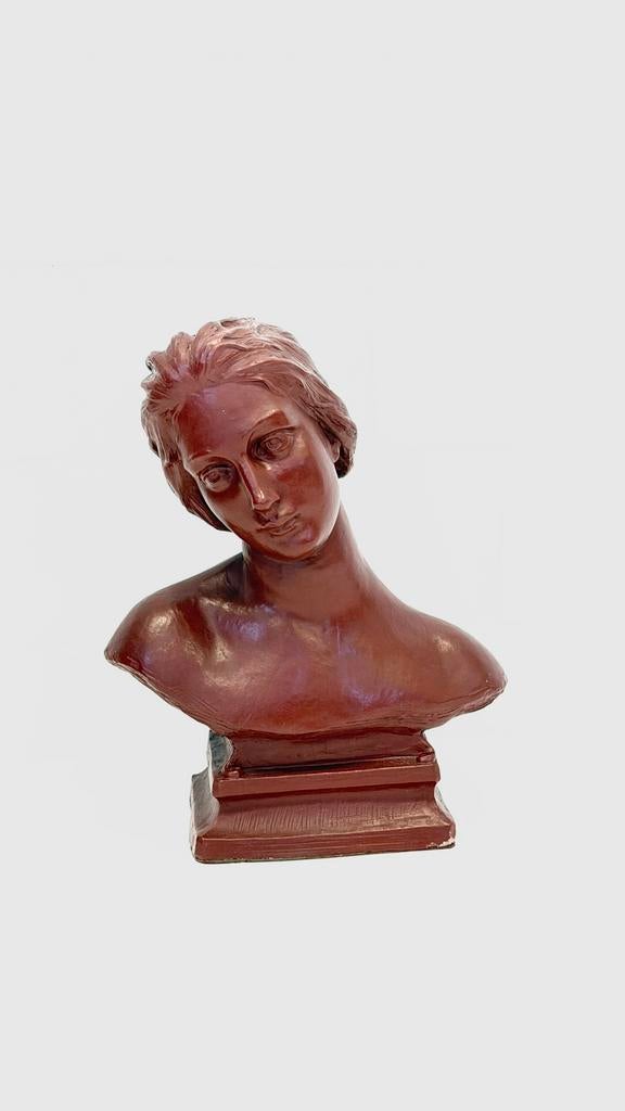 Cesar Schroevens (1884-1972) - buste van een vrouw, Ophalen, Gips, Buste, Gepatineerd