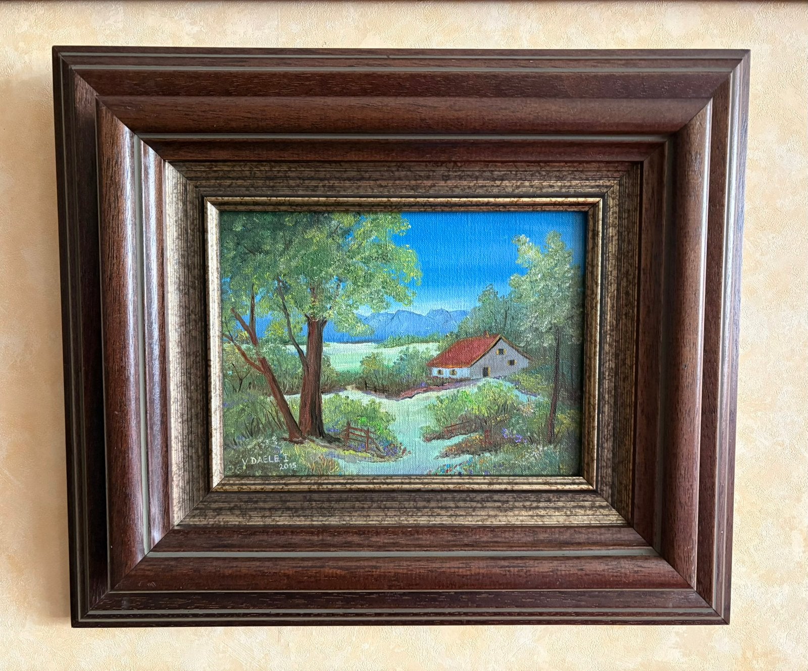Landschap. Gesigneerd olieverfschilderij op linnen doek., Ophalen, Doek, Gesigneerd, Landschap