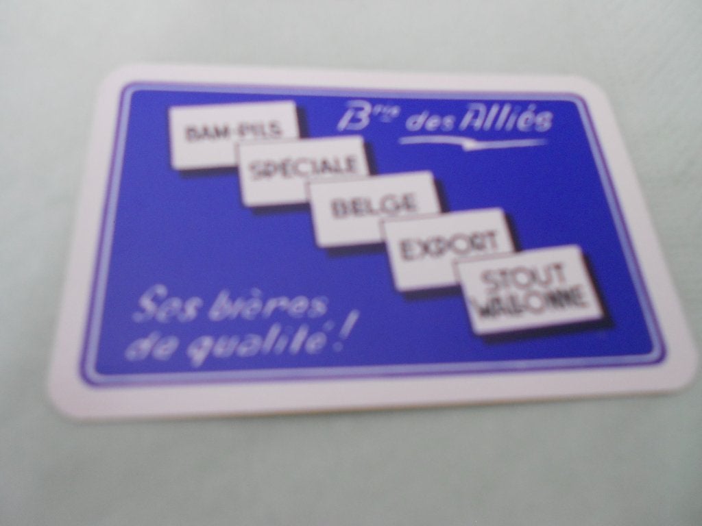1 dos de carte BRASSERIE ALLIES (Marchienne-au-pont), Enlèvement ou Envoi, Comme neuf, Carte(s) à jouer