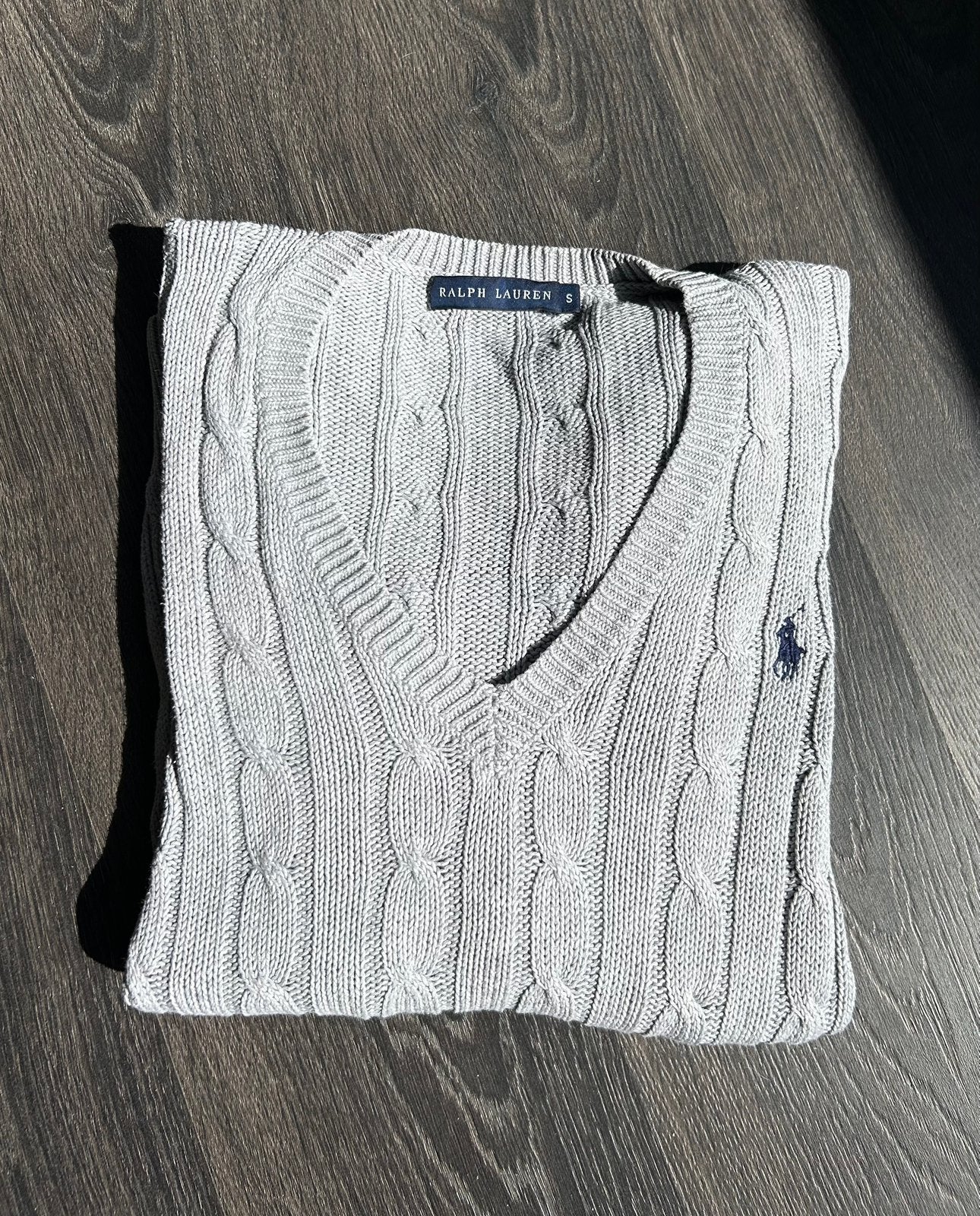 Ralph Lauren kabeltrui, Kleding | Dames, Truien en Vesten, Verzenden, Zo goed als nieuw, Maat 36 (S), Grijs