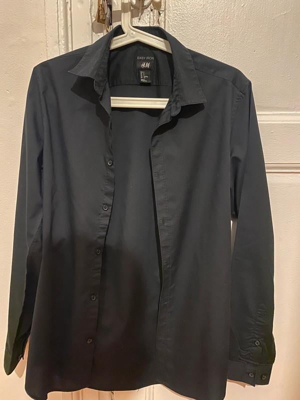 Set van 2 zwarte hemden, Kleding | Heren, Overhemden, Halswijdte 38 (S) of kleiner, Zwart, Ophalen of Verzenden, H&M