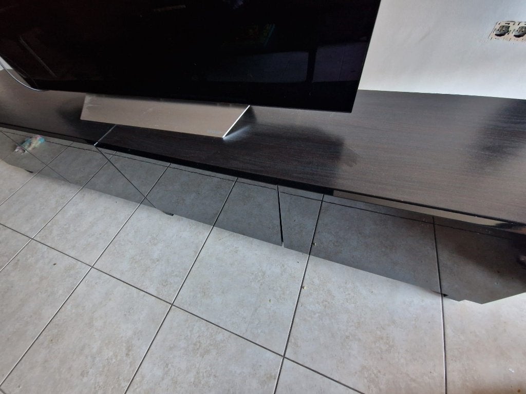 Zwarte tv kast, Ophalen, Overige materialen, Gebruikt, 200 cm of meer