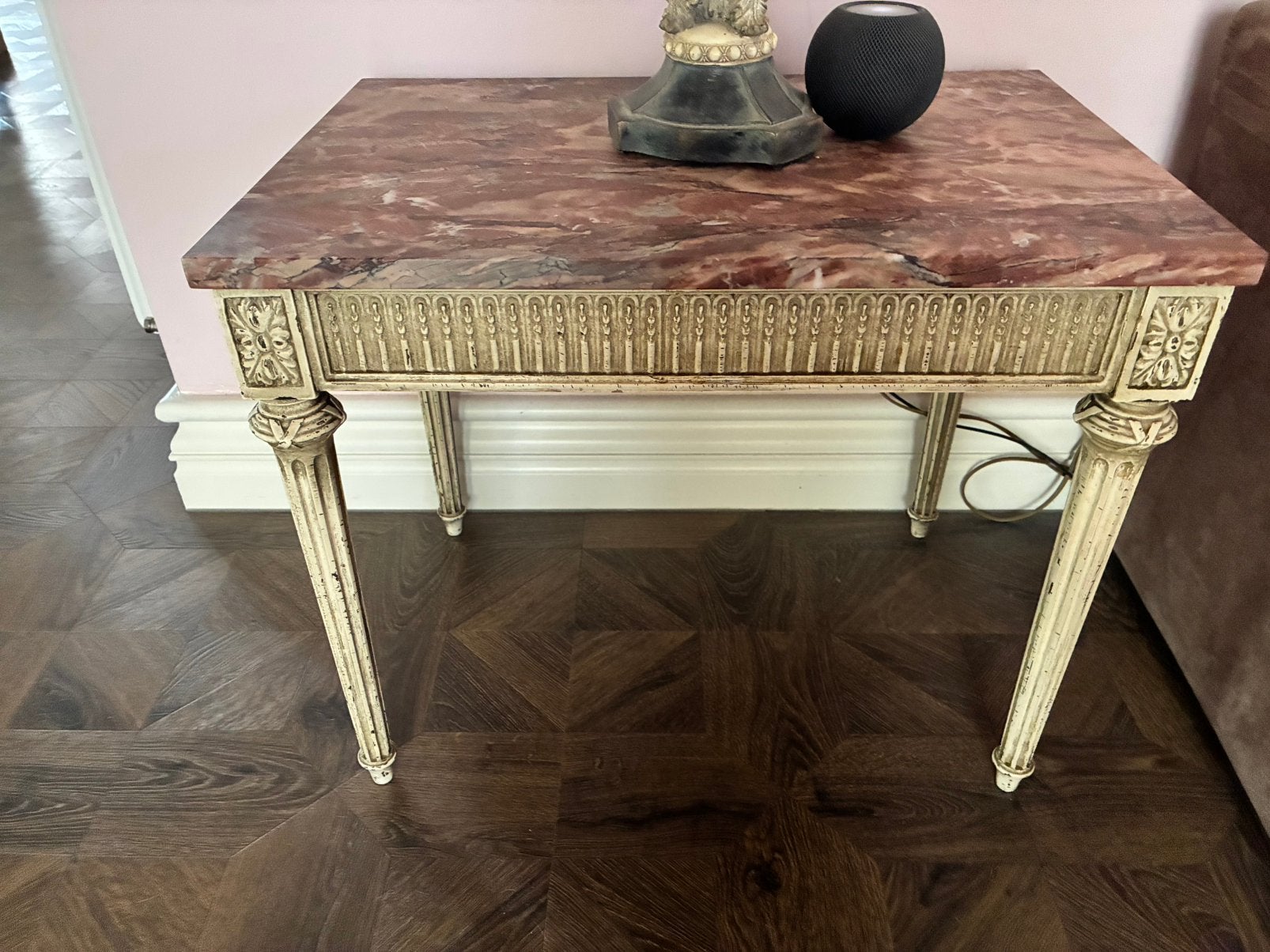 Bijzettafel met rood marmer, Enlèvement, Comme neuf