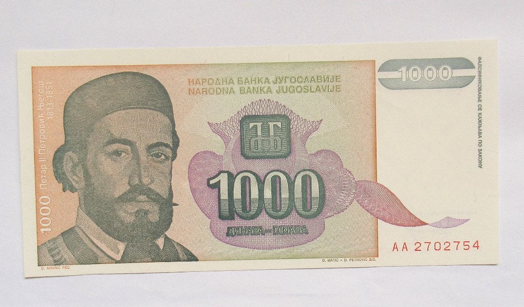 Joegoslavië 1.000 Dinara 1994, Postzegels en Munten, Bankbiljetten | Europa | Niet-Eurobiljetten, Verzenden, Joegoslavië