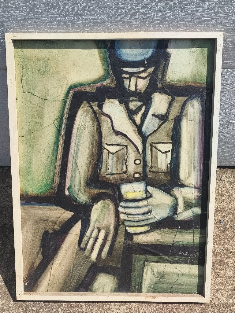 Huile sur panneau signe rudi pillen, Ophalen, Paneel