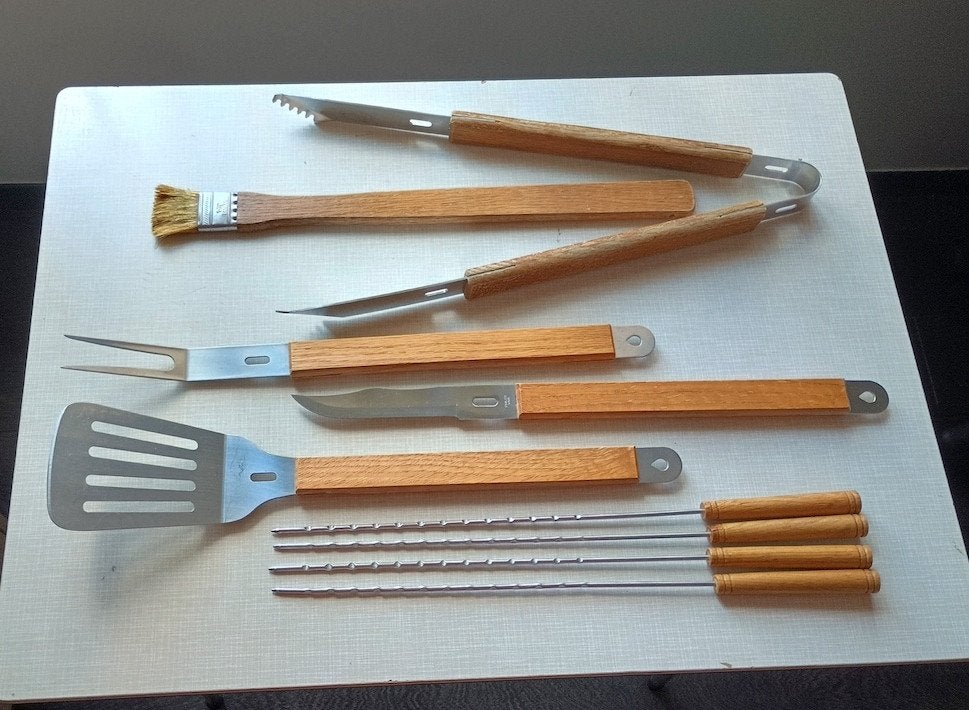 9 delige bbq set, Jardin & Terrasse, Accessoires pour le barbecue, Enlèvement, Utilisé