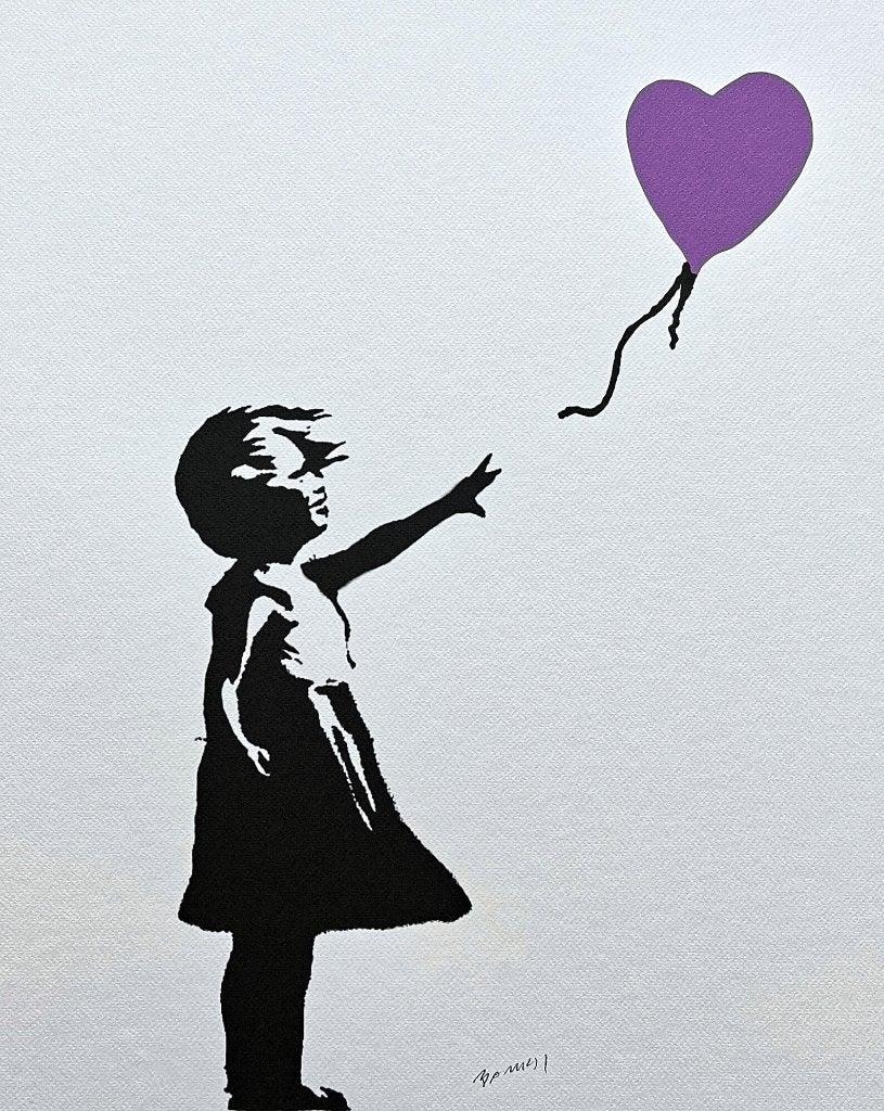 Banksy (After) - Fille avec un ballon, Avec certificat d'authenticité, Enlèvement ou Envoi, Lithographie