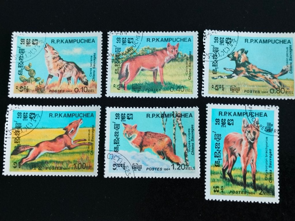Cambodge 1984 - chiens sauvages, dingo, renard, Envoi, Affranchi, Asie du Sud Est