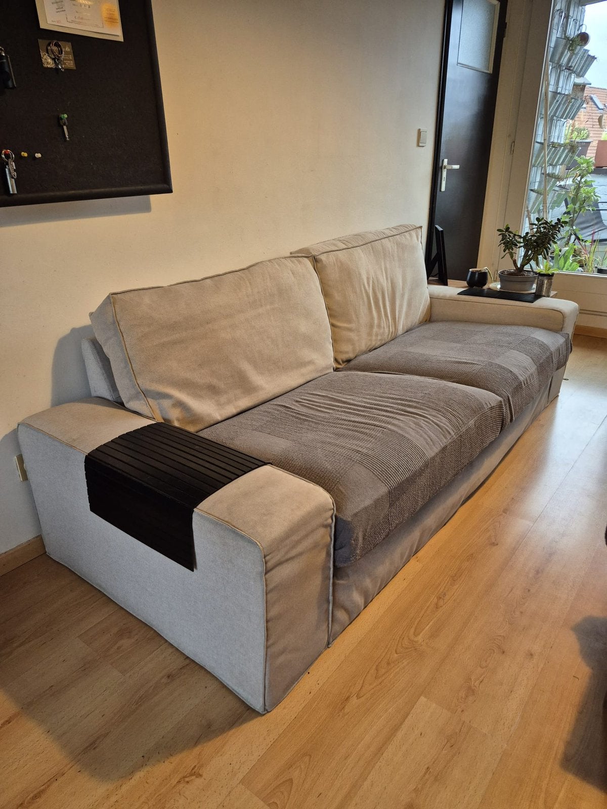 Canapé 3 places KIVIK, Tibbleby beige/gris, Maison & Meubles, Trois personnes, 200 à 250 cm, Banc droit, Comme neuf