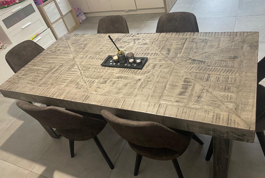 Table de salle à manger et chaises royal confort bxl, Ophalen, Gebruikt, 4 tot 6 stoelen