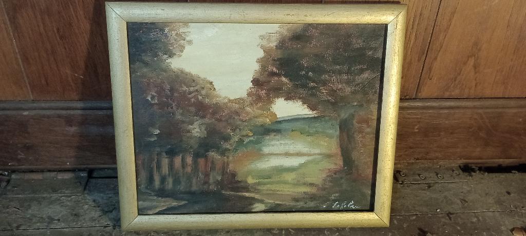 Peinture sur toile signée L. Lefebre, 33x27, n81, Antiquités & Art, Art | Peinture | Classique, Enlèvement ou Envoi