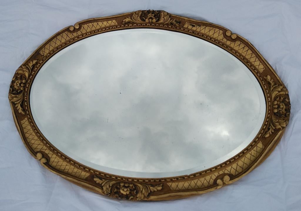 Ovale spiegel met gouden lijst, Ophalen, Ovaal, 50 tot 100 cm, 100 tot 150 cm