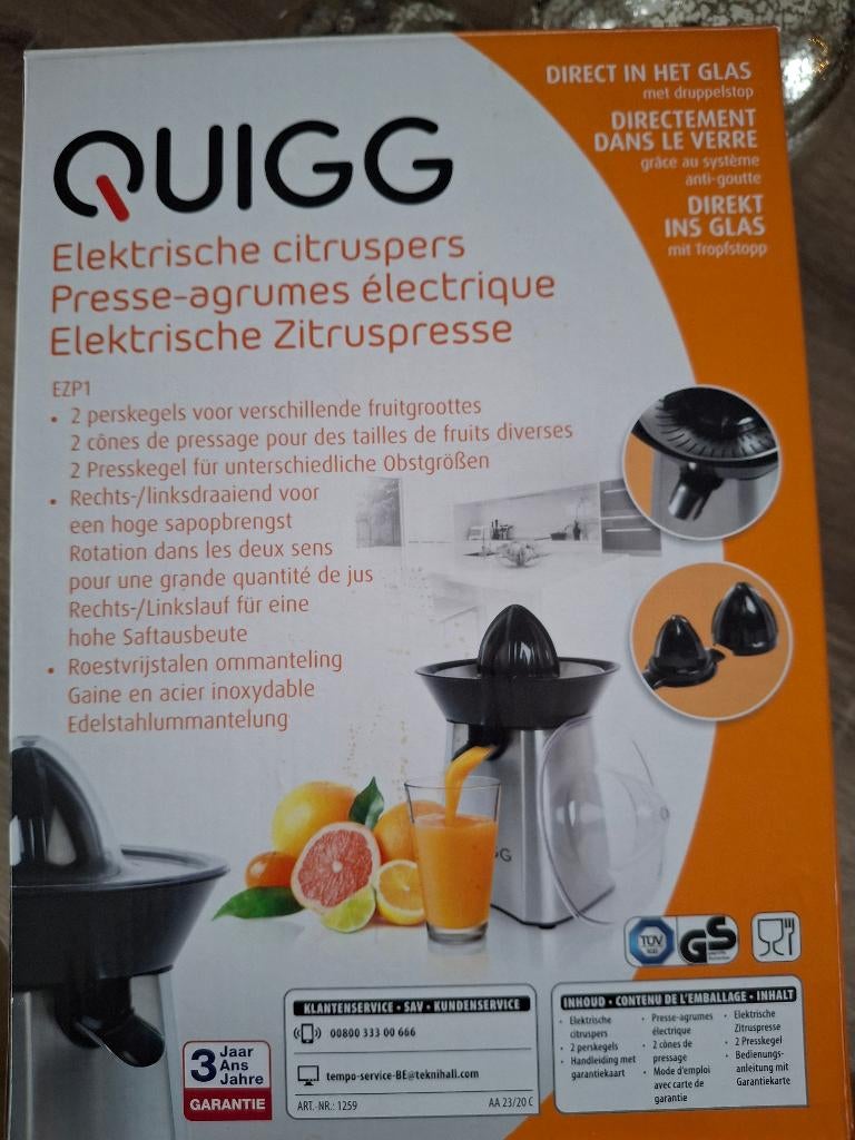 Elektrische citruspers Quigg model EZP1, Elektronische apparatuur, Juicers, Zo goed als nieuw, Citruspers, Elektrisch, Ophalen